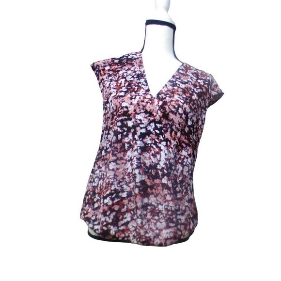 Halogen Floral Print Surplice Sleeveless Blouse, Black, Multi, Sz. XS - Picture 1 of 10